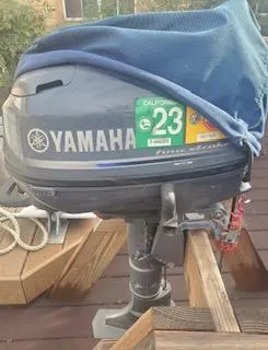 Papa Bob Yacht Photos Pics Yamaha outboard motor with California registration on a Catalina 42 MkII, 1996 model.