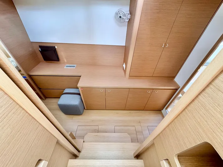 Sea SeÑora Yacht Photos Pics Interior of 2023 Excess 12 yacht, featuring wooden cabinetry and modern design elements.