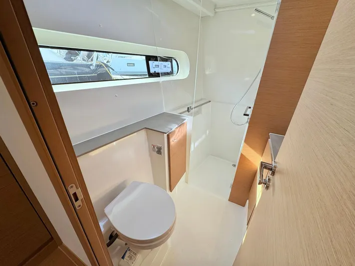 Sea SeÑora Yacht Photos Pics Modern bathroom in 2023 Excess 12 yacht with sleek design and natural lighting.