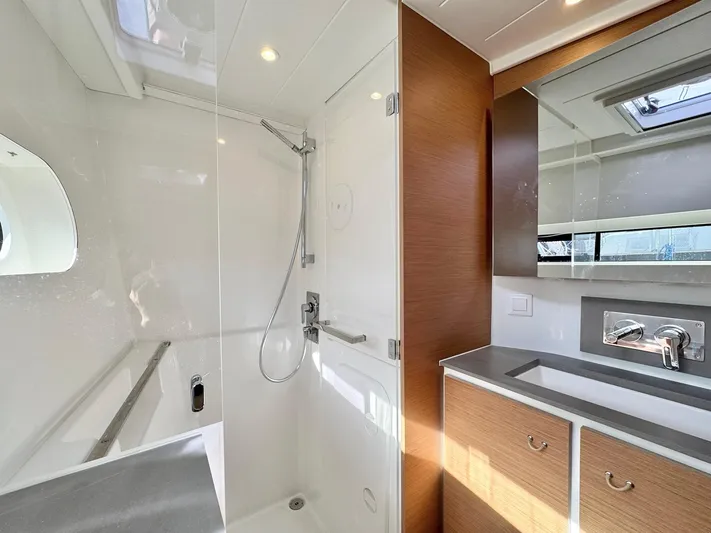 Sea SeÑora Yacht Photos Pics Modern bathroom in 2023 Excess 12 yacht with shower and vanity.