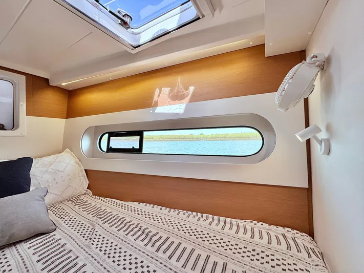 Sea SeÑora Yacht Photos Pics Luxurious cabin interior of 2023 Excess 12 yacht with scenic window view.