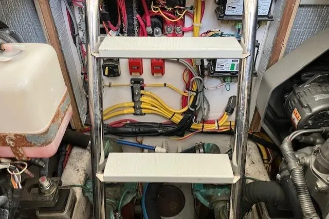  Yacht Photos Pics Engine compartment of a 2008 Sabre 34 Express with wiring and components.