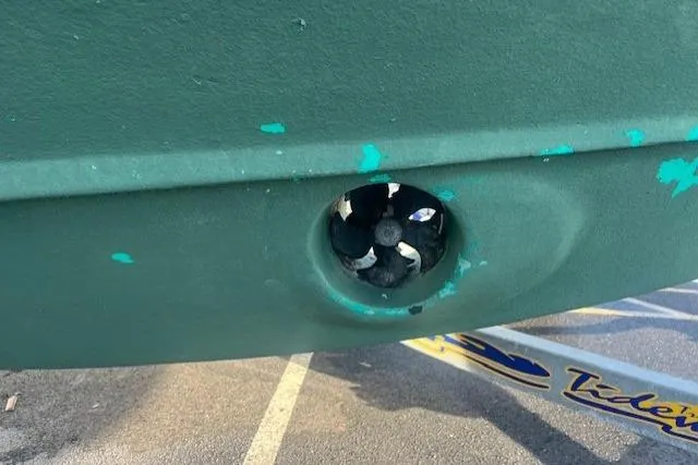  Yacht Photos Pics 2008 Sabre 34 Express boat hull with visible propeller and trailer.