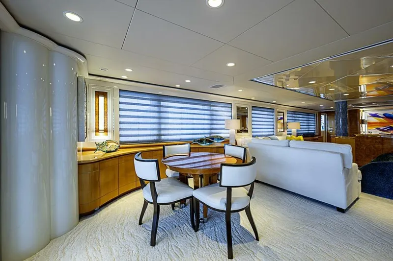 Probability Yacht Photos Pics Luxurious interior of 1997 Delta 122 Tri-Deck Motor Yacht with elegant furnishings and modern decor.