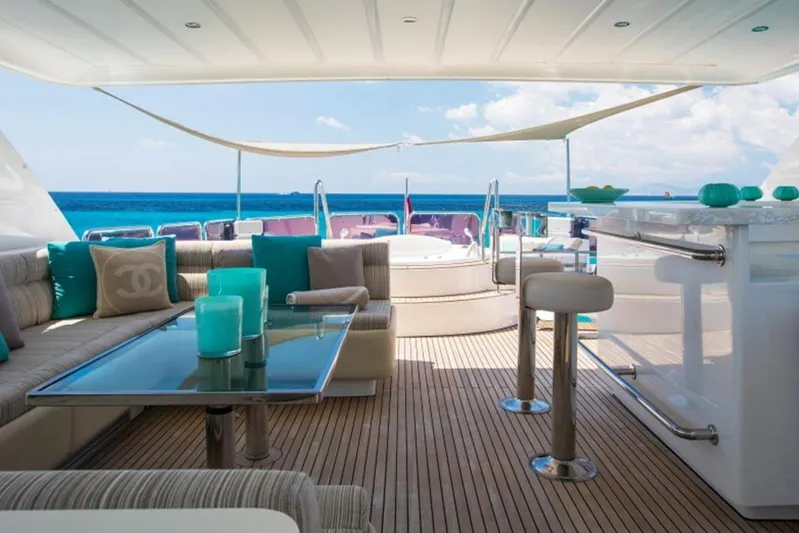 Mr & Mrs Smith Yacht Photos Pics Flybridge dining area