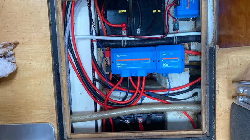  Yacht Photos Pics Electrical wiring and components inside a 2004 Hanse 531 yacht.