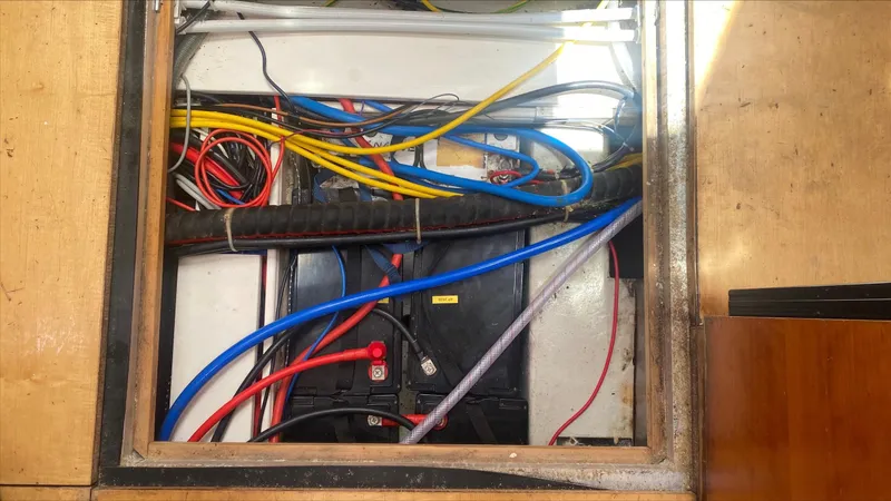  Yacht Photos Pics Electrical wiring and components inside a 2004 Hanse 531 yacht.