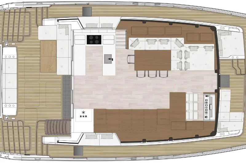 Melissa Yacht Photos Pics Floor plan of 2022 Silent 60 yacht, featuring spacious interior layout and modern design.