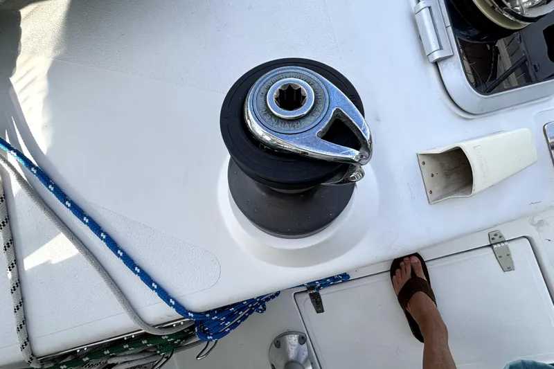 Serenity Yacht Photos Pics Deck of 2003 PDQ 36 Capella with winch and ropes.