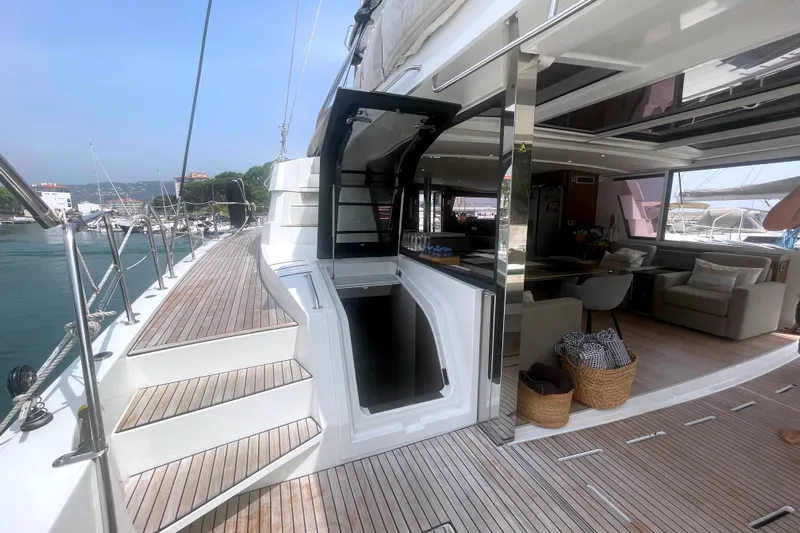  Yacht Photos Pics Luxurious 2023 Bali 5.4 yacht interior with spacious deck and modern amenities.