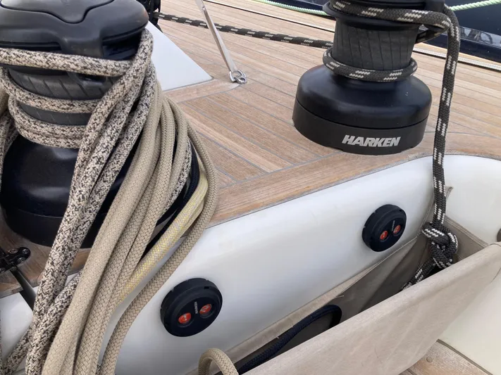  Yacht Photos Pics Deck of 2022 Solaris 55 yacht with Harken winches and ropes.