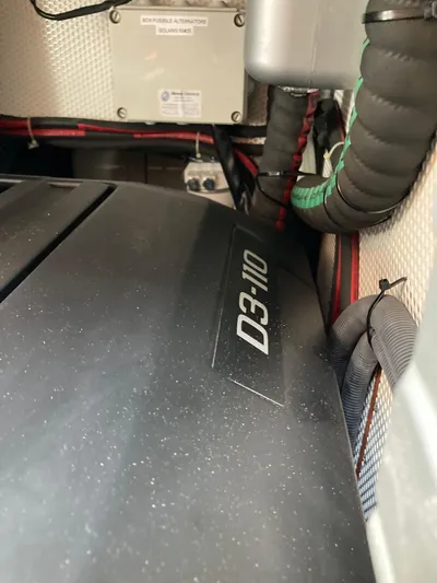  Yacht Photos Pics Engine compartment of a 2022 Solaris 55 yacht, featuring a D3-110 engine.