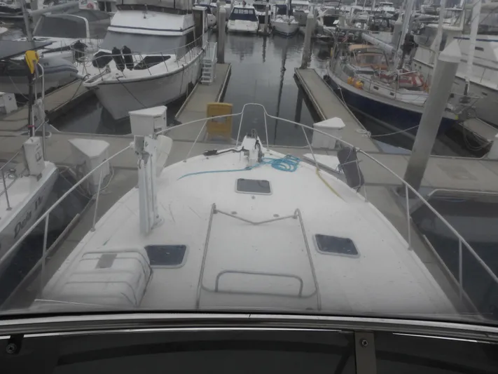  Yacht Photos Pics 1998 Riviera Convertible yacht docked in a marina, surrounded by other boats.