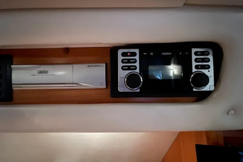  Yacht Photos Pics Clarion audio system in 2002 Riviera 34 Convertible boat interior.