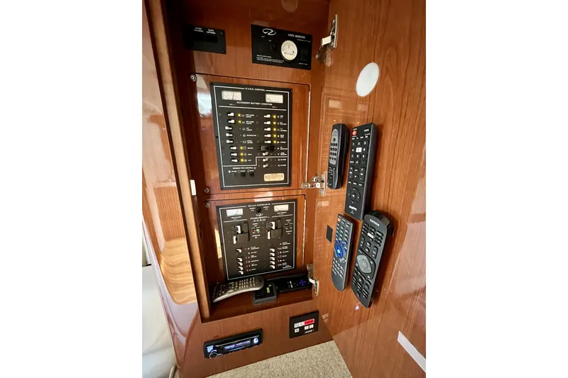  Yacht Photos Pics Control panel and remotes inside a 2005 Regal Commodore 3560 yacht.