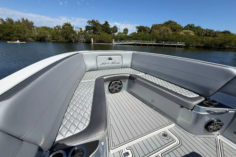  Yacht Photos Pics 2018 Nor-Tech 390 Sport Center Console boat interior with luxurious seating and sleek design.