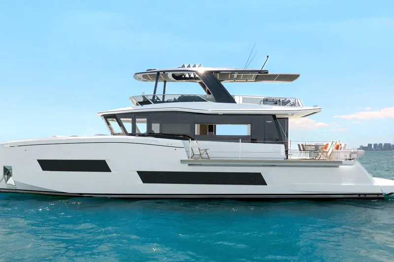  Yacht Photos Pics 2026 Pardo Yachts E72 luxury yacht on clear blue water, sleek modern design.