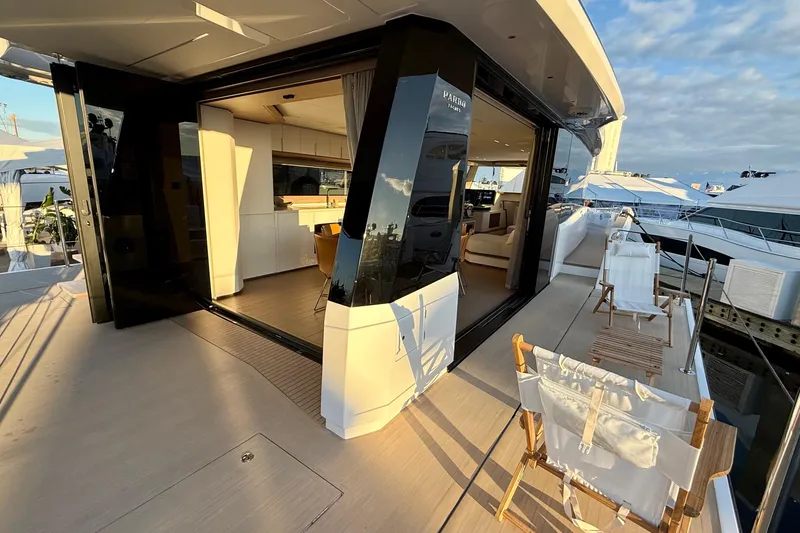  Yacht Photos Pics Luxurious 2026 Pardo Yachts E72 with open deck and elegant interior design.