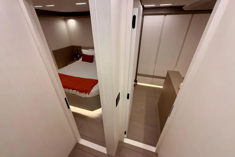  Yacht Photos Pics Luxurious interior of 2026 Pardo Yachts E72 with modern bedroom and sleek design.