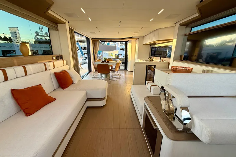  Yacht Photos Pics Luxurious interior of 2026 Pardo Yachts E72 with modern furnishings and elegant design.
