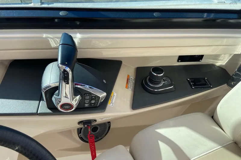  Yacht Photos Pics 2024 Boston Whaler 320 Vantage helm controls with joystick and throttle.