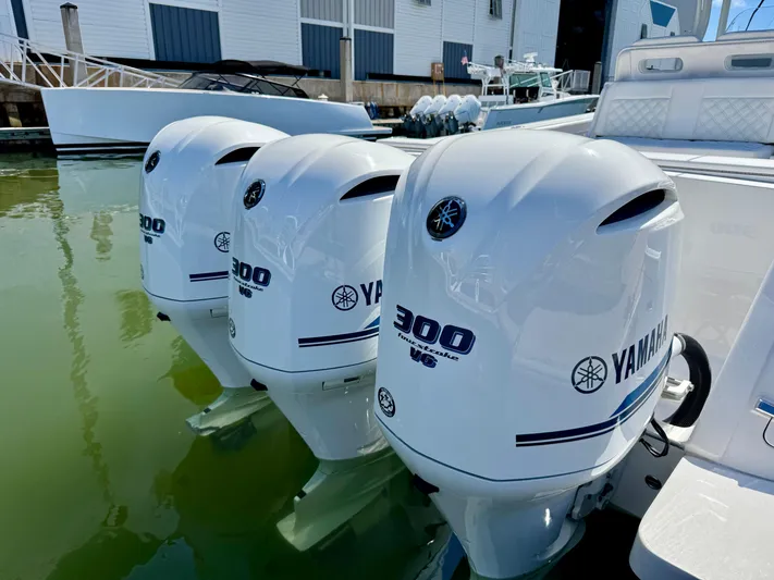  Yacht Photos Pics Four Yamaha 300 outboard engines on a 2017 Intrepid 375 Center Console boat.