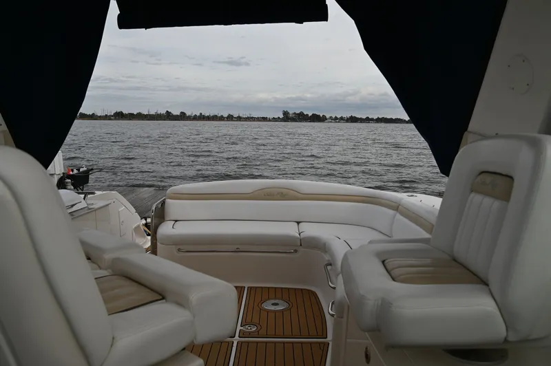 Pamlico Pirate Yacht Photos Pics Interior of a 2008 Sea Ray 350 Sundancer overlooking the water.