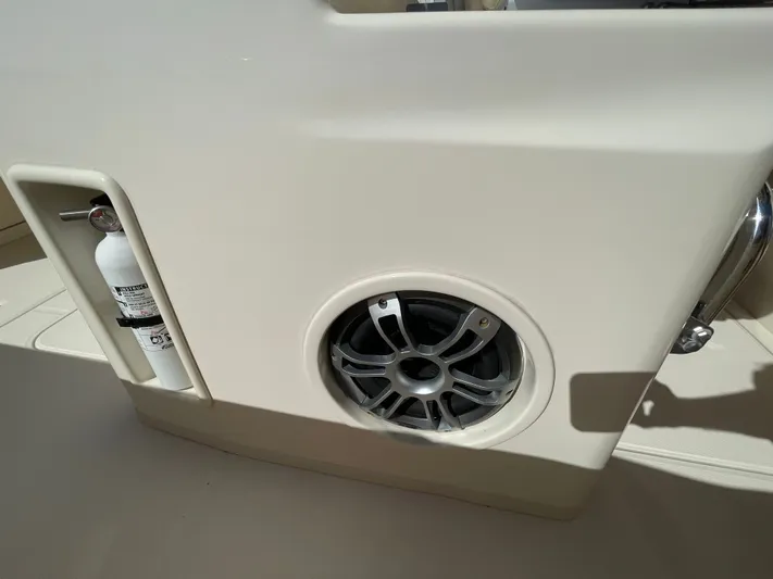  Yacht Photos Pics Grady-White Canyon 326 2023 speaker and fire extinguisher detail view.