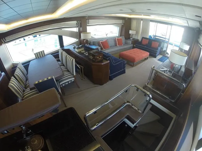  Yacht Photos Pics Luxurious interior of a 2008 Azimut 95 yacht with elegant seating and dining area.