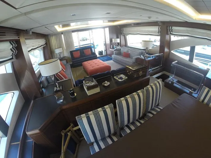  Yacht Photos Pics Luxurious interior of a 2008 Azimut 95 yacht with elegant furnishings and ample natural light.
