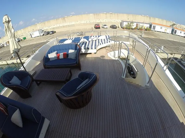  Yacht Photos Pics Luxury deck of 2008 Azimut 95 yacht with stylish seating and sunbeds.