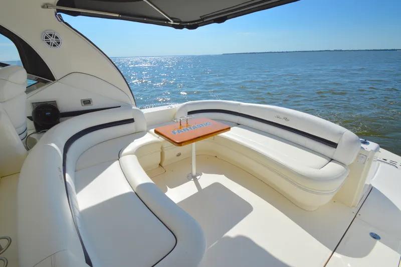  Yacht Photos Pics Luxurious 2008 Sea Ray 44 Sundancer yacht with elegant seating and ocean view.