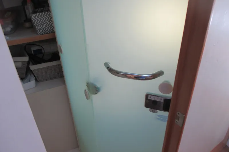 Worth Pursuit Yacht Photos Pics Frosted glass door with chrome handle inside 2013 Pursuit SC 365i Sport Coupe.