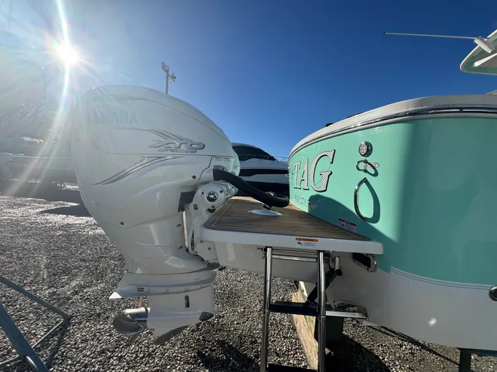 Temp Tag Yacht Photos Pics Regulator 31 boat 2022 with Yamaha XTO outboard motor.