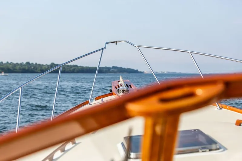 Renegade Yacht Photos Pics Bow view of 1994 Little Harbor Express boat on open water.