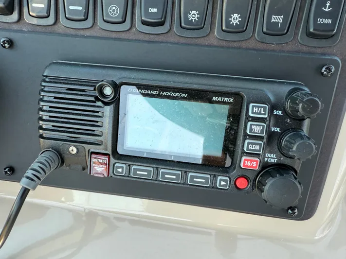  Yacht Photos Pics Standard Horizon Matrix radio on 2006 Carver 36 Mariner boat dashboard.