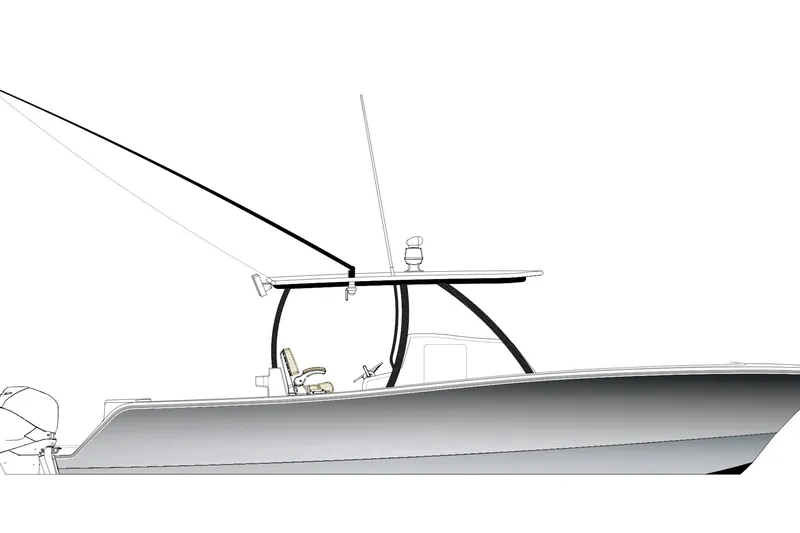  Yacht Photos Pics 2026 Front Runner 34 Catamaran side view illustration, sleek design, modern features.