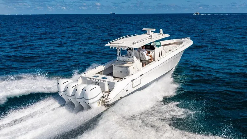 Batavia Yacht Photos Pics 2019 HCB 42 Siesta boat cruising on open ocean waters.