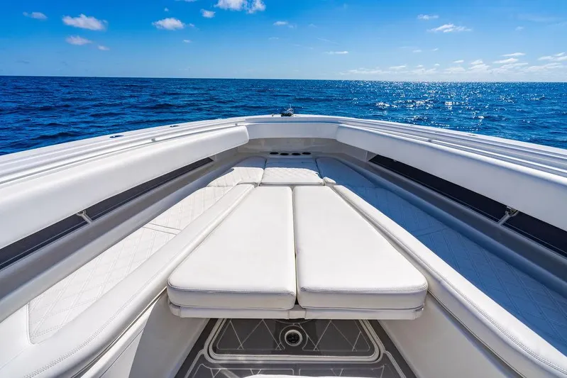 Batavia Yacht Photos Pics 2019 HCB 42 Siesta boat interior with ocean view and clear blue sky.