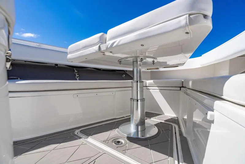 Batavia Yacht Photos Pics 2019 HCB 42 Siesta boat interior with white seating and sleek design.