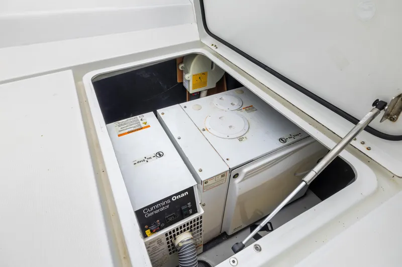 Benedetto Yacht Photos Pics Cummins Onan generator in a 2020 Lagoon 42 yacht compartment.
