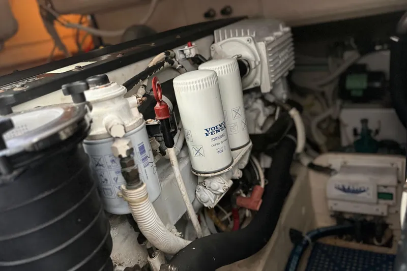  Yacht Photos Pics Engine compartment of a 2007 Tiara Yachts 3900 Sovran, featuring Volvo Penta components.