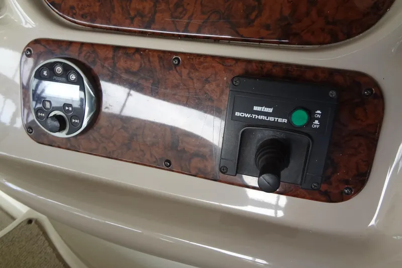 Shel 'b' Gale Yacht Photos Pics Control panel of a 2001 Sea Ray 380 Sundancer with bow thruster and audio system.