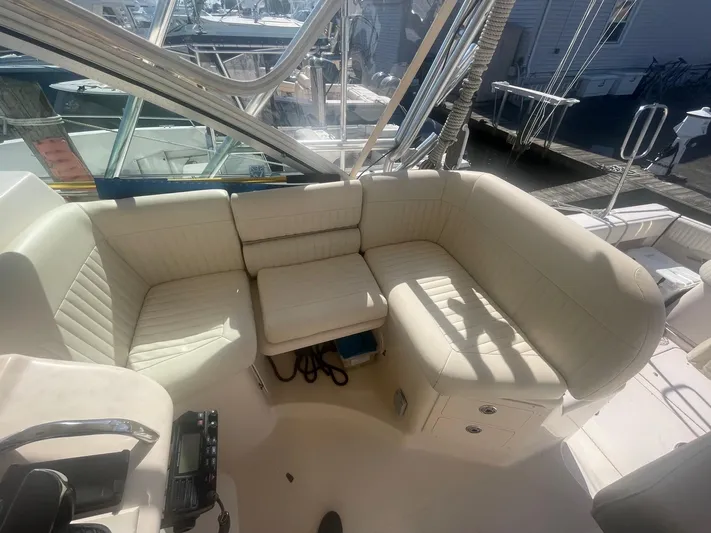  Yacht Photos Pics 2007 Grady-White Express 360 boat interior with beige seating arrangement.