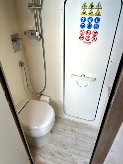 Self Made Yacht Photos Pics Crew Head w/ Access Door to Engine Room