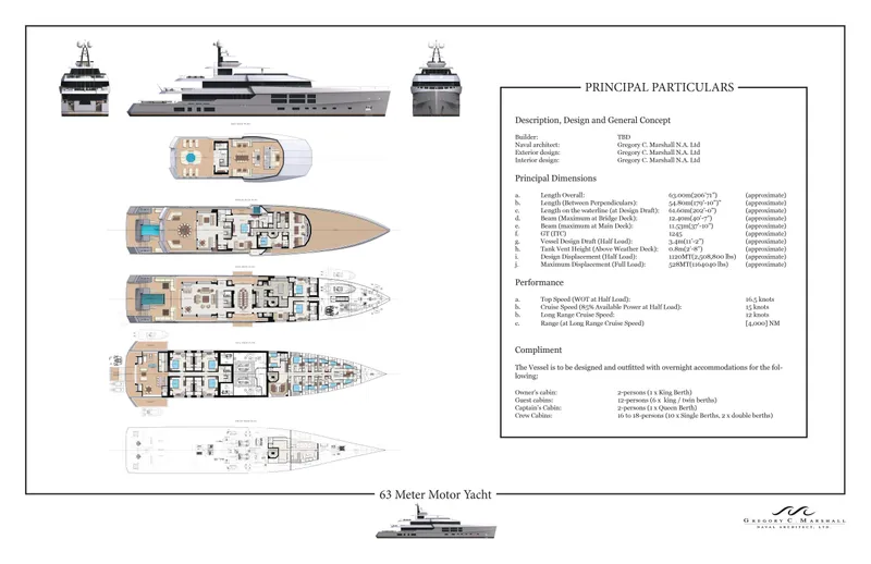 Project Metaverse Yacht Photos Pics Delta Gregory C Marshall 63m NFT yacht design blueprint, 2027 model, detailed layout and specifications.