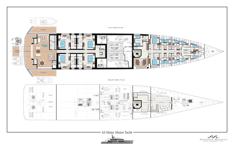 Project Metaverse Yacht Photos Pics Floor plan of Delta Gregory C Marshall 63m NFT yacht, 2027 model.
