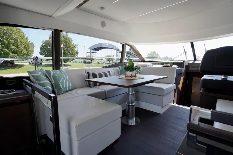  Yacht Photos Pics Luxurious interior of 2023 Prestige 460 yacht with elegant seating and modern design.