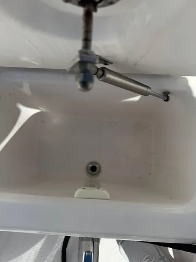  Yacht Photos Pics Everglades 340 Dual Console 2019 boat compartment interior with hydraulic support.