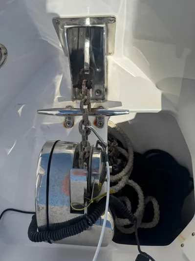  Yacht Photos Pics Anchor winch system on 2019 Everglades 340 Dual Console boat.